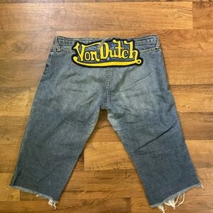 Von Dutch Denim Shorts with Yellow Logo